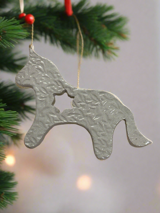 Embossed White Glazed Horse shaped ornament