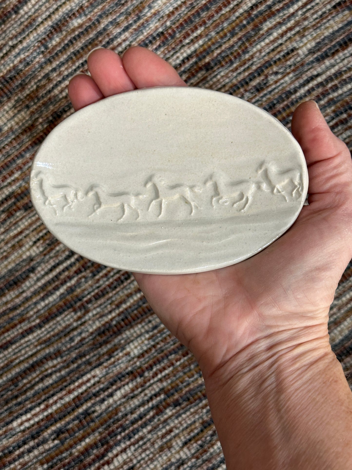 Oval Running Horses Soap dish