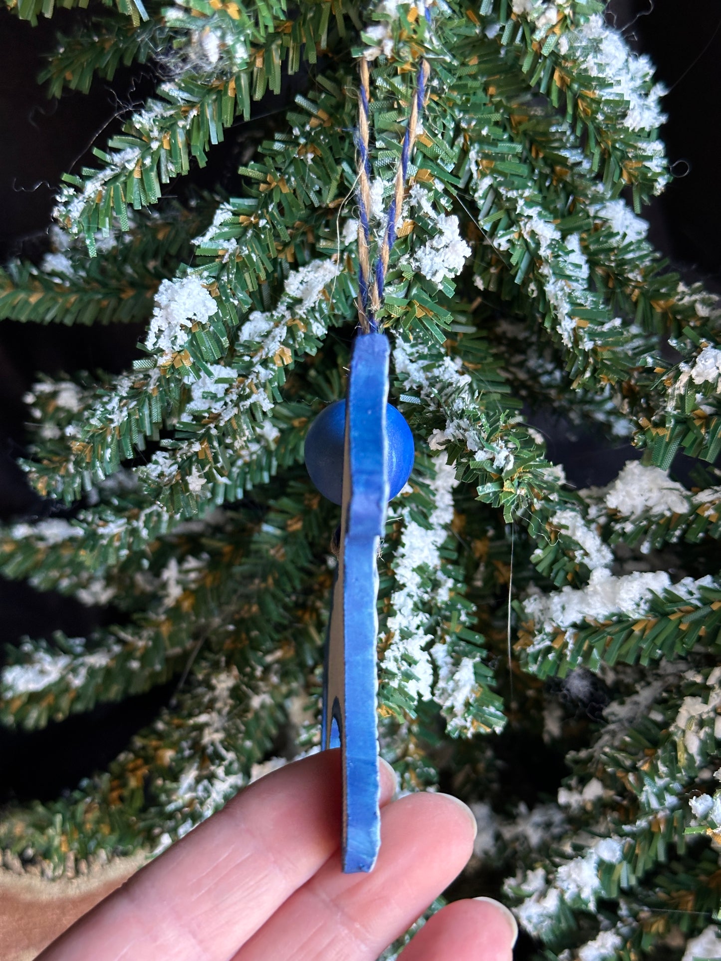 Blue Embossed Horse Ornament with Bead